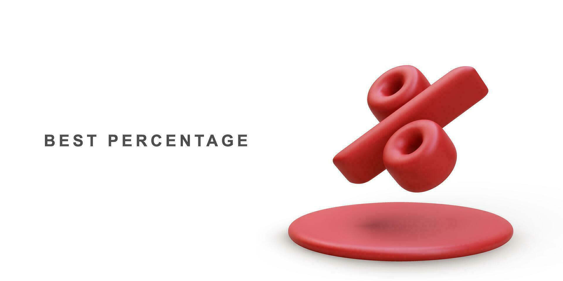 3d Realistic of percentage. Vector illustration.