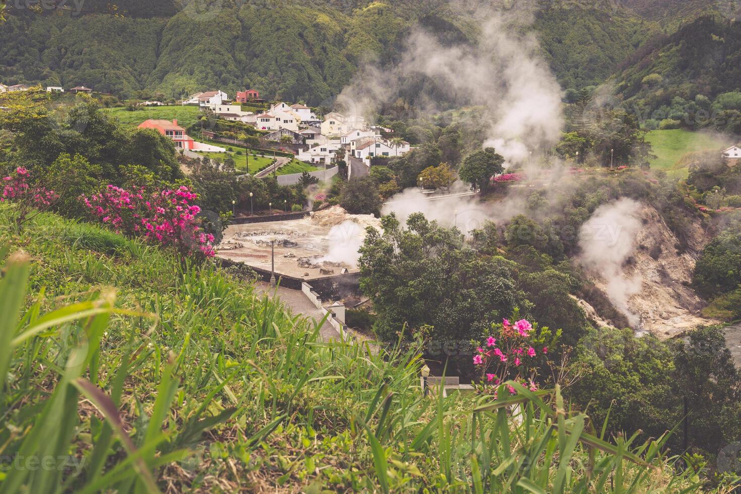 Hot spring waters in Furnas, Sao Miguel. Azores. Portugal photo