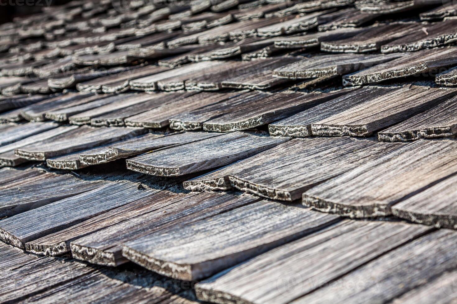 Old wooden roof tiles from Switzerland photo