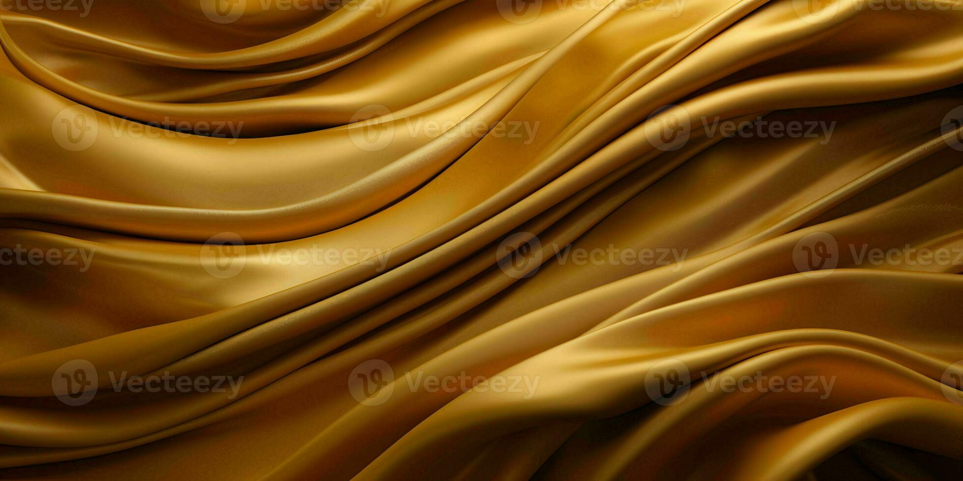 AI generated Luxurious Gold Silk Fabric Isolated on Black Background. Generative AI photo