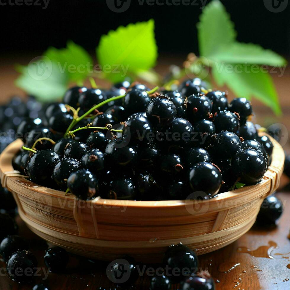 AI generated Fresh Black Currant Fruit. Generative AI photo