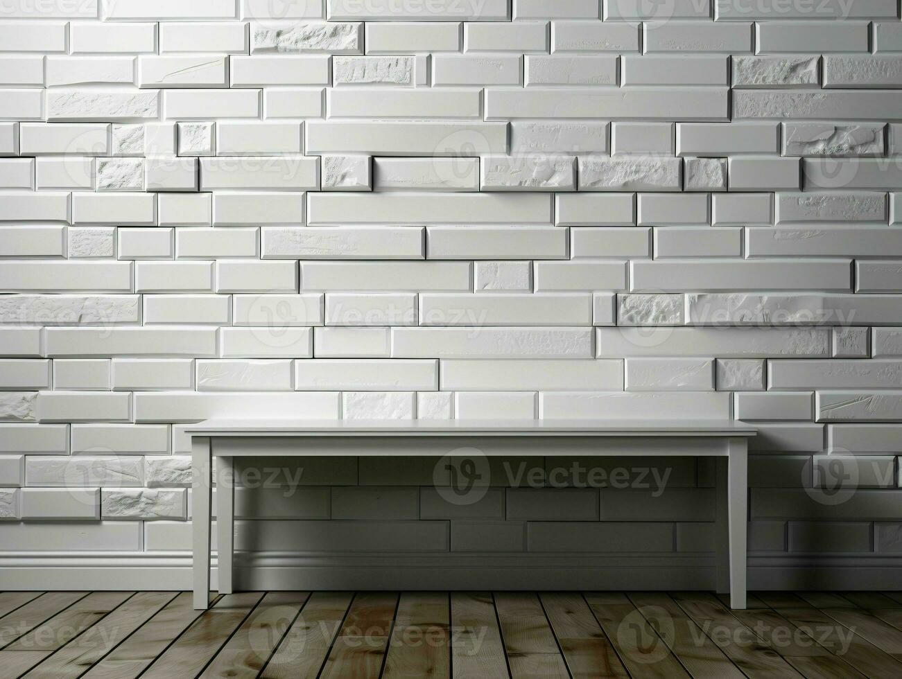 AI generated White Brick Wall Texture Background. Room Interior with White Brick Wall. Generative AI photo