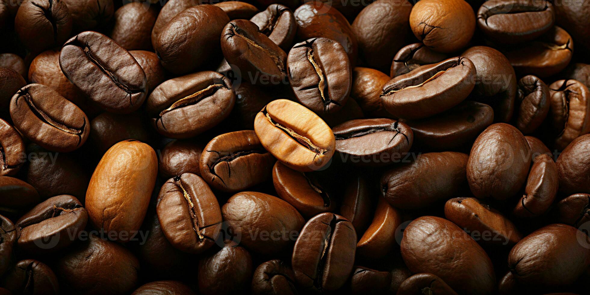 AI generated Coffee Beans Background. Roasted Coffee Texture Background. Generative AI photo