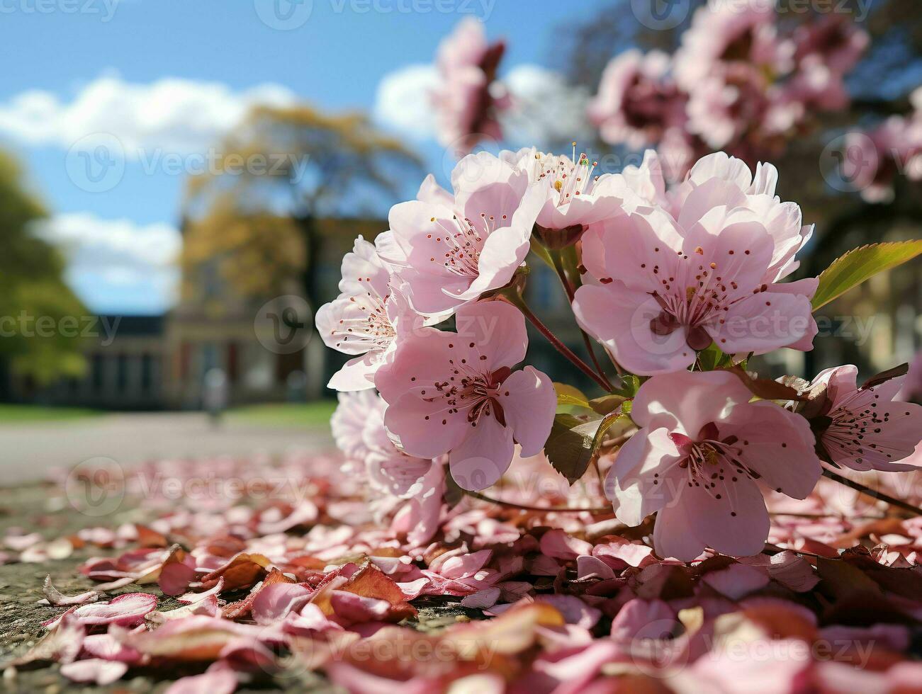 AI generated Beautiful Sakura Flower in Spring. Cherry Blossom Background. Generative AI photo