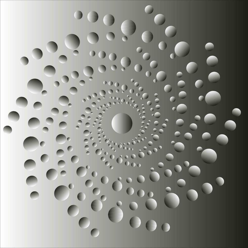 resumen monocromo geométrico modelo en el formar de chícharos arreglado en un circulo en un gris antecedentes vector