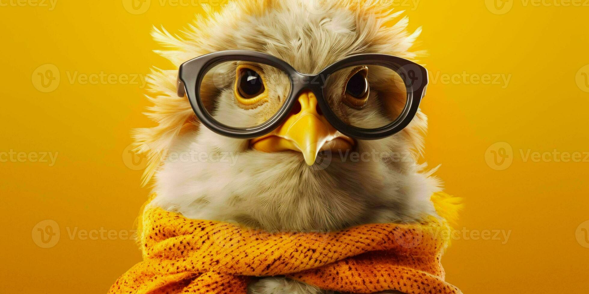 AI generated Cute and Funny Chicken Wearing Glasses and Casual Outfit. Generative AI photo