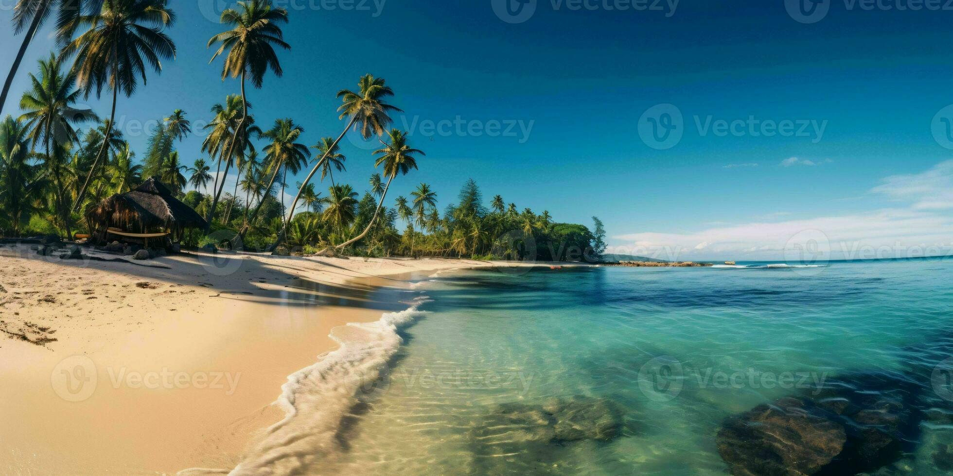 AI generated Beautiful Tropical Sandy Beach. Generative AI photo