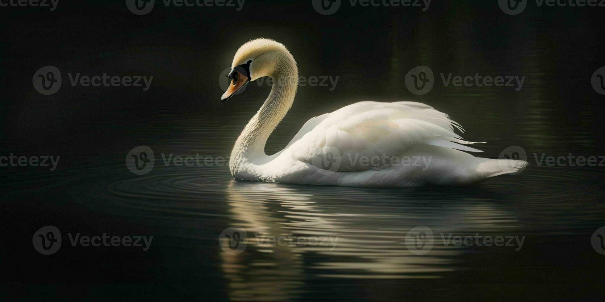 AI generated Close Up of A White Swan with Beautiful Eyes. Generative AI photo