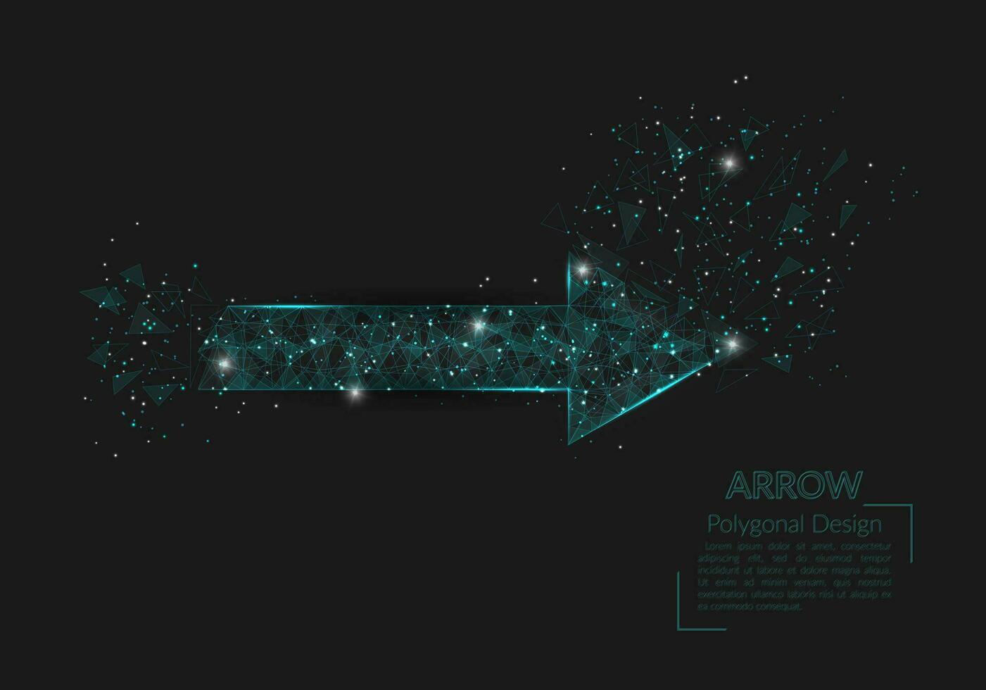Abstract isolated image of arrow. Polygonal illustration looks like stars in the blask night sky in spase or flying glass shards. Digital design for website, web, internet vector