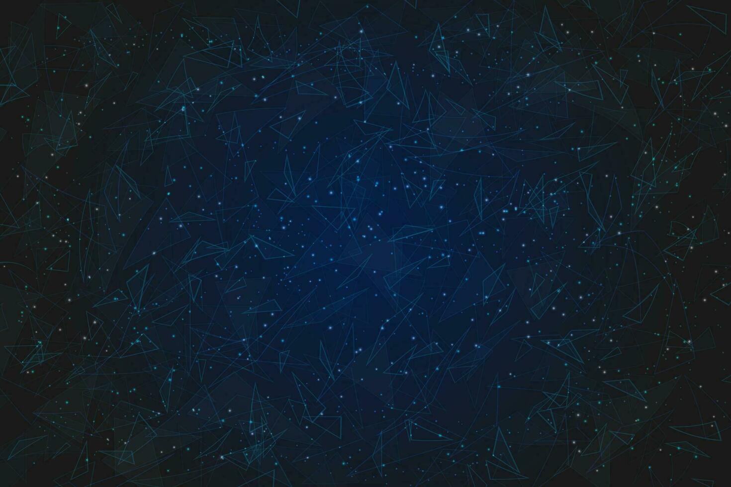 Abstract blue background. Polygonal low poly wireframe illustration looks like stars in the blask night sky in spase or flying glass shards. Digital web, internet design vector