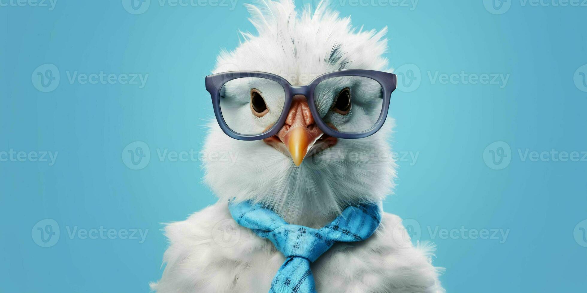 ai generado linda y gracioso pollo vistiendo lentes y casual atuendo. generativo ai foto