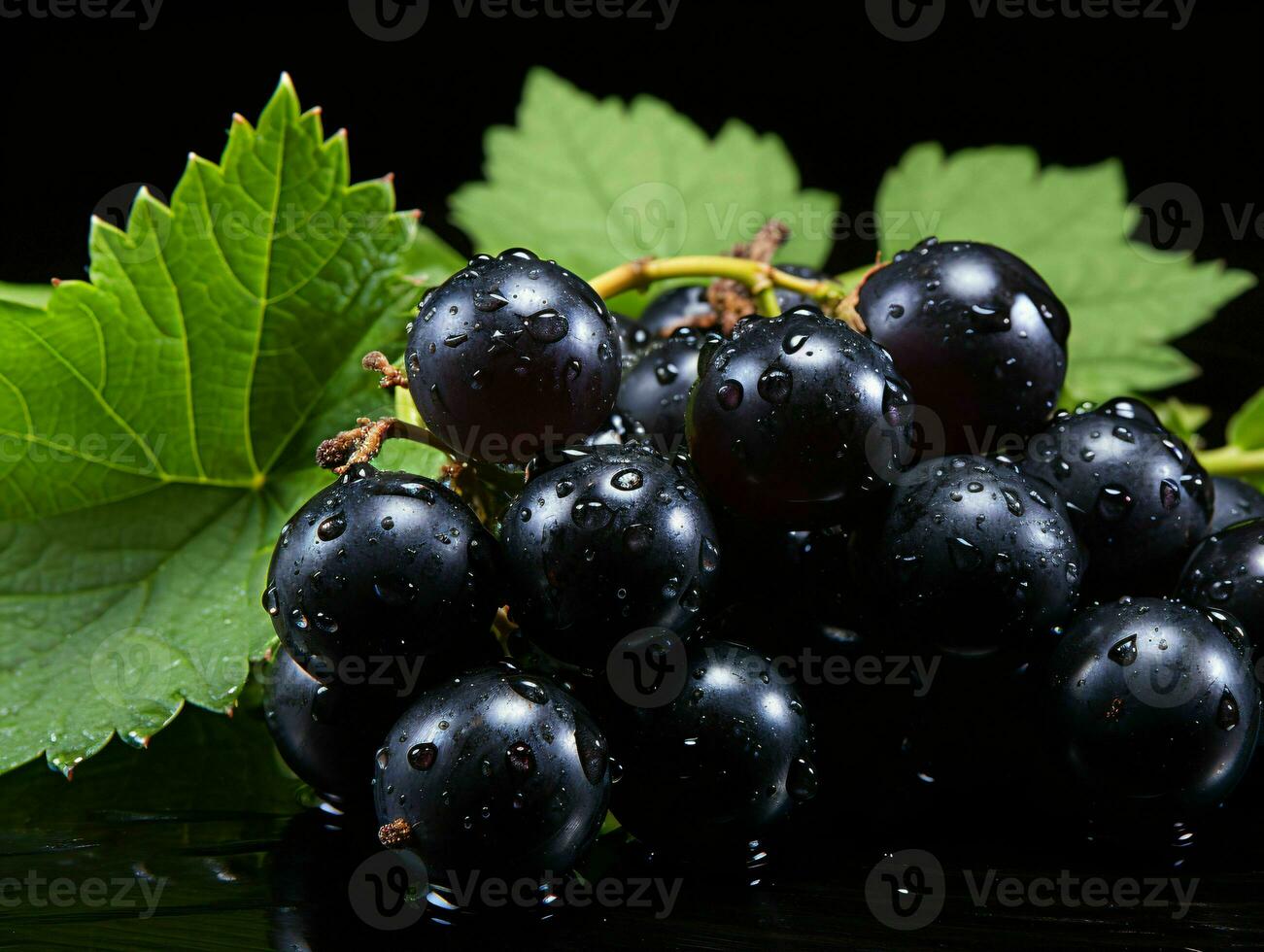 AI generated Fresh Black Currant Fruit. Generative AI photo