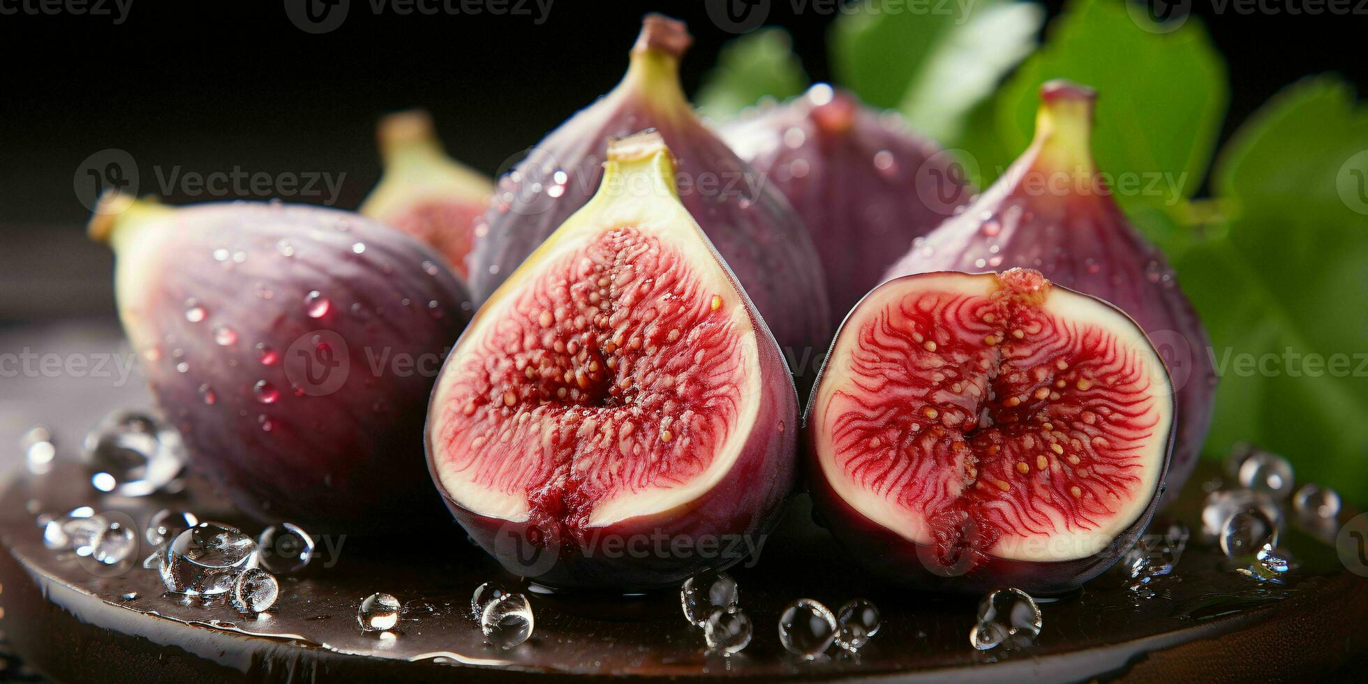 AI generated Fresh Figs with Water Drops. Generative AI photo