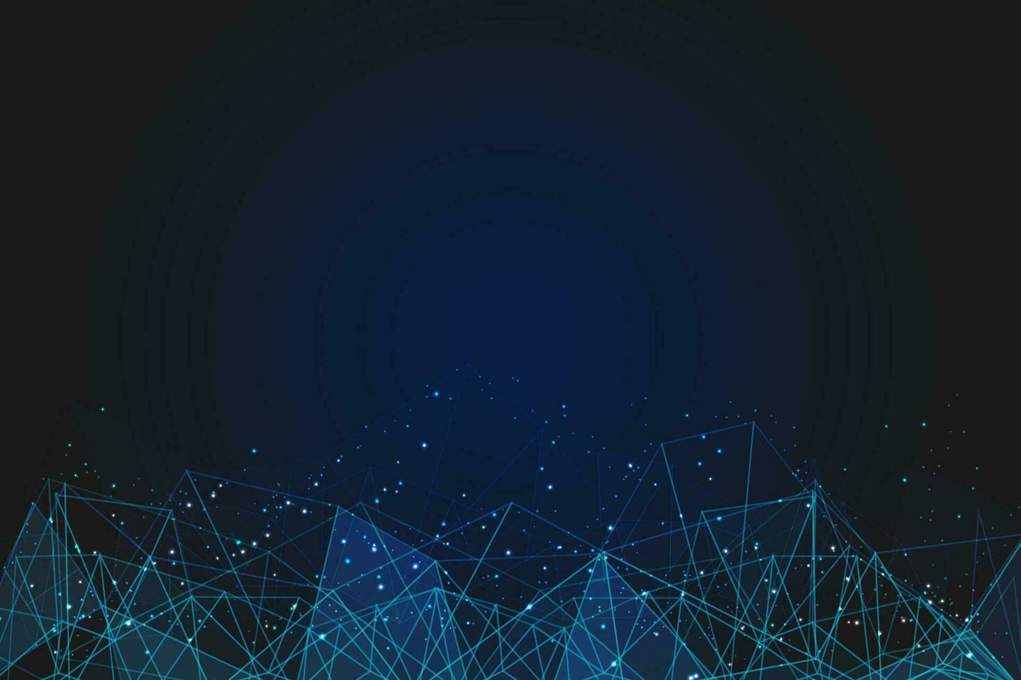 Abstract blue background. Polygonal low poly wireframe illustration looks like stars in the blask night sky in spase or flying glass shards. Digital web, internet design vector