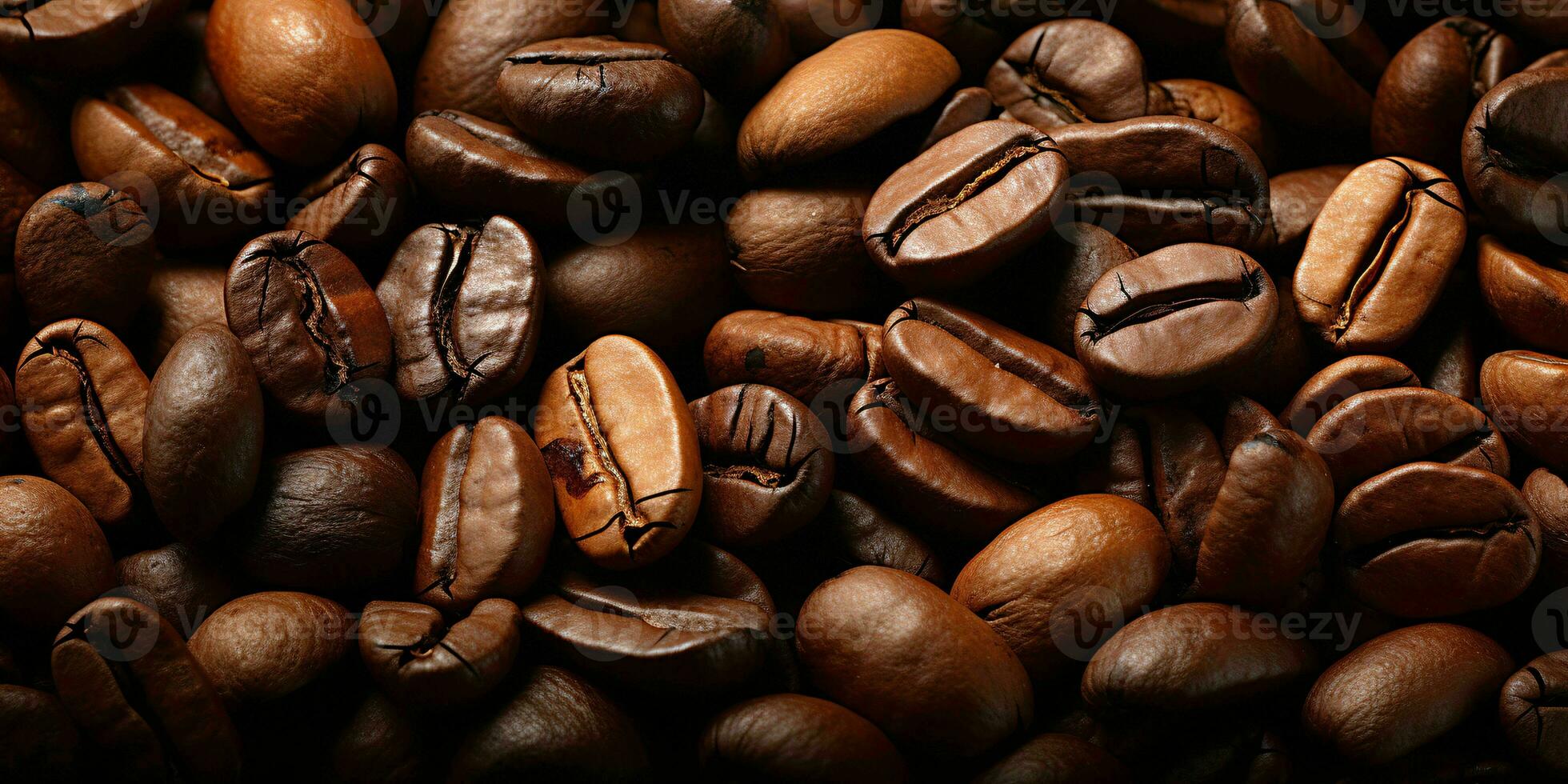 AI generated Coffee Beans Background. Roasted Coffee Texture Background. Generative AI photo