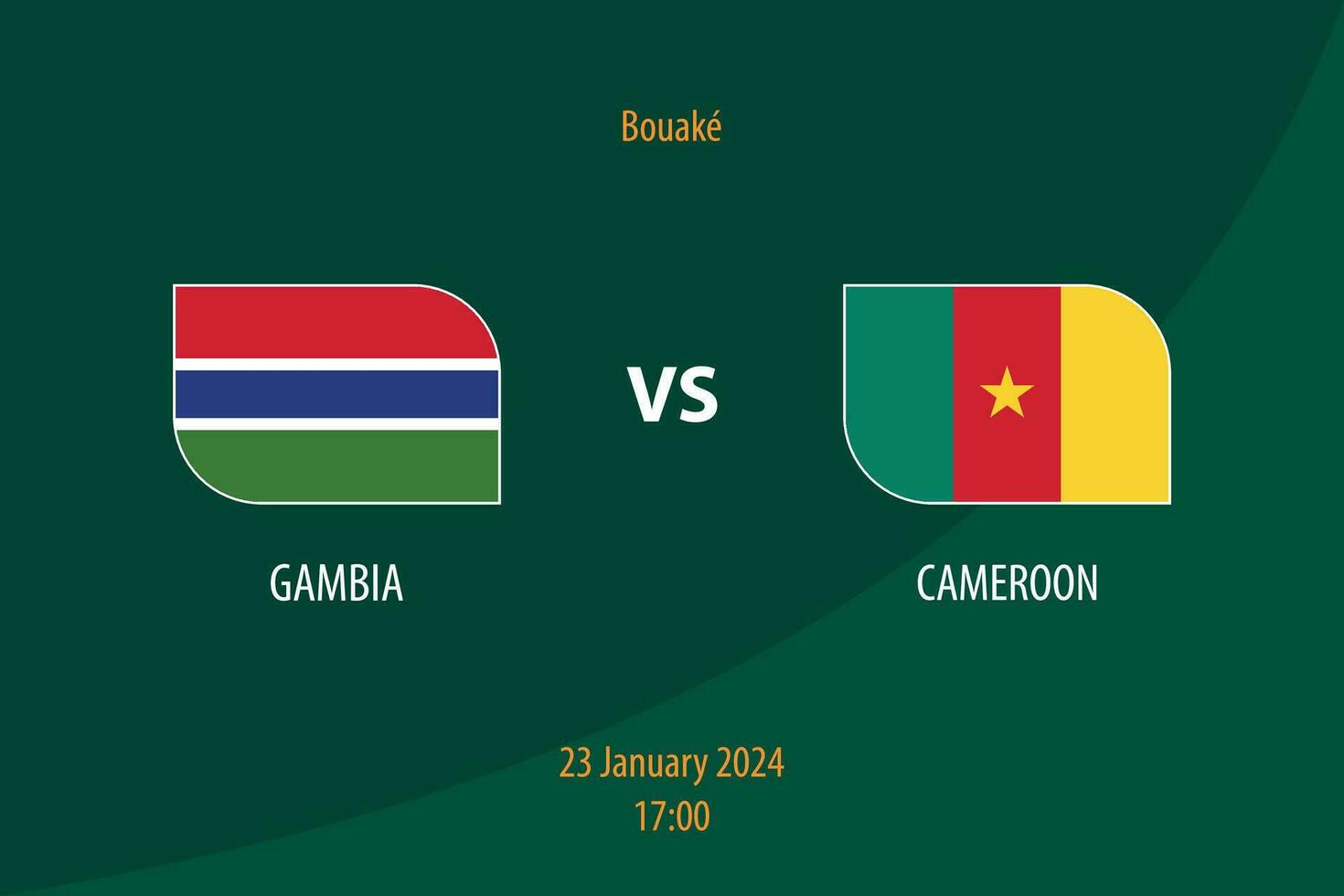 Gambia vs Cameroon football scoreboard broadcast template vector