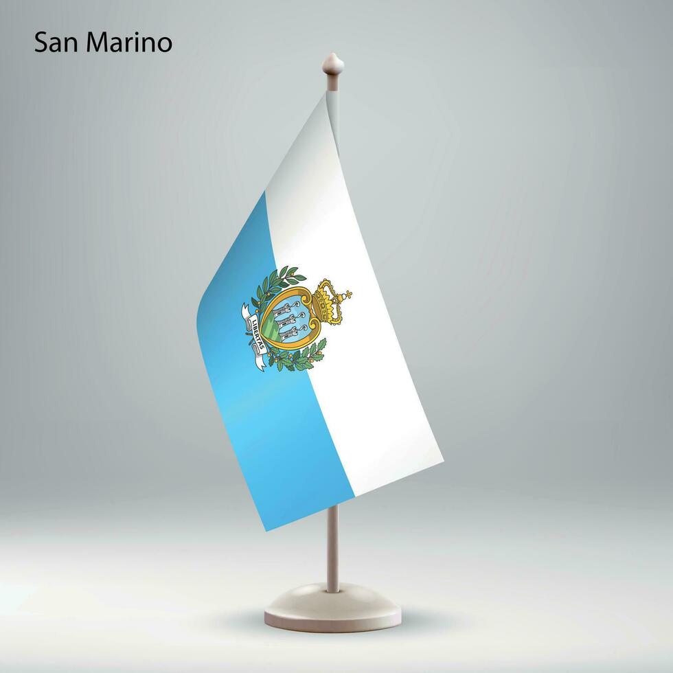 bandera de san marino colgando en un bandera pararse. vector