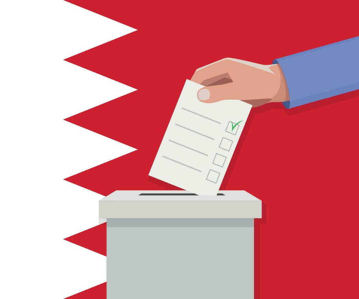 bahrein elección concepto. mano pone votar boletín vector