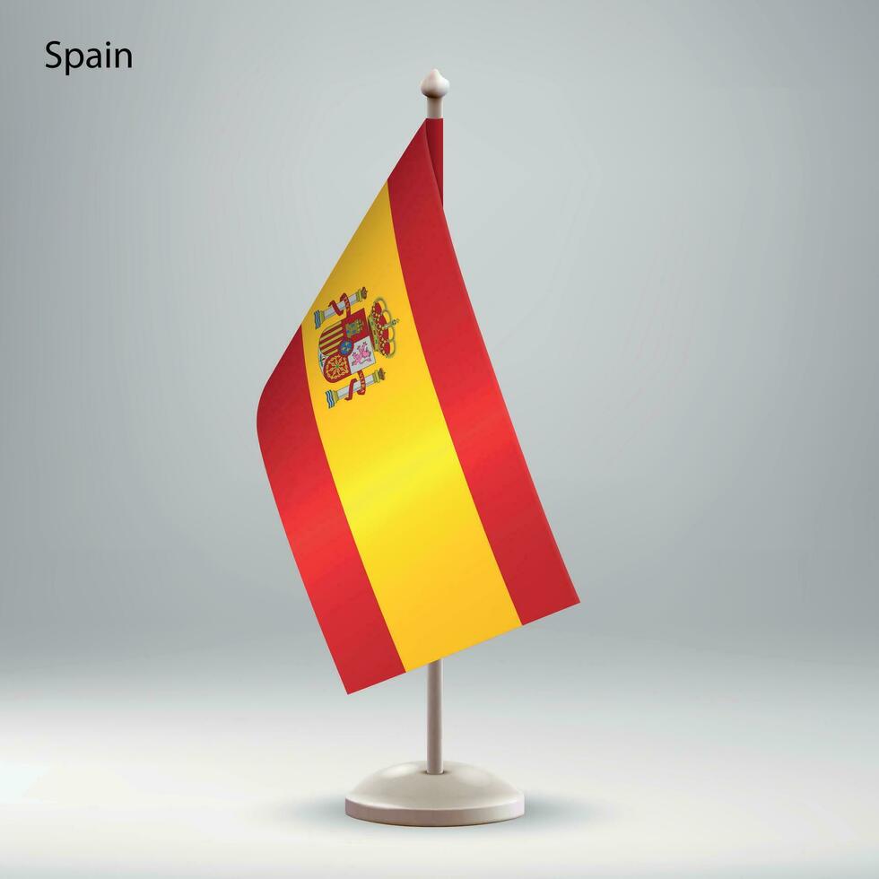 bandera de España colgando en un bandera pararse. vector