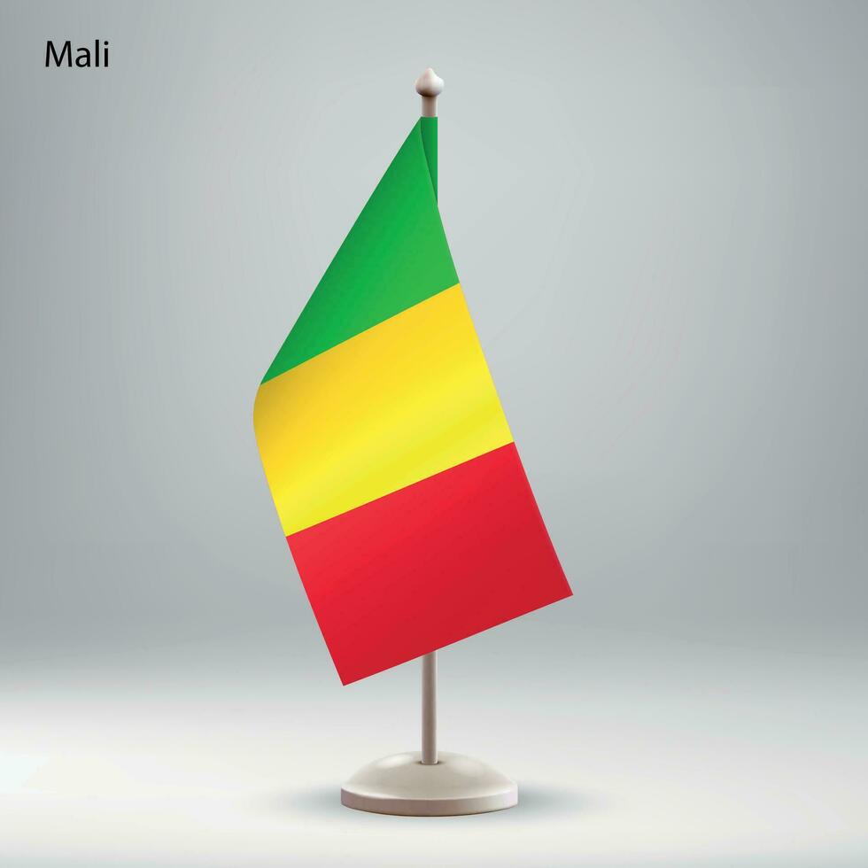 bandera de mali colgando en un bandera pararse. vector