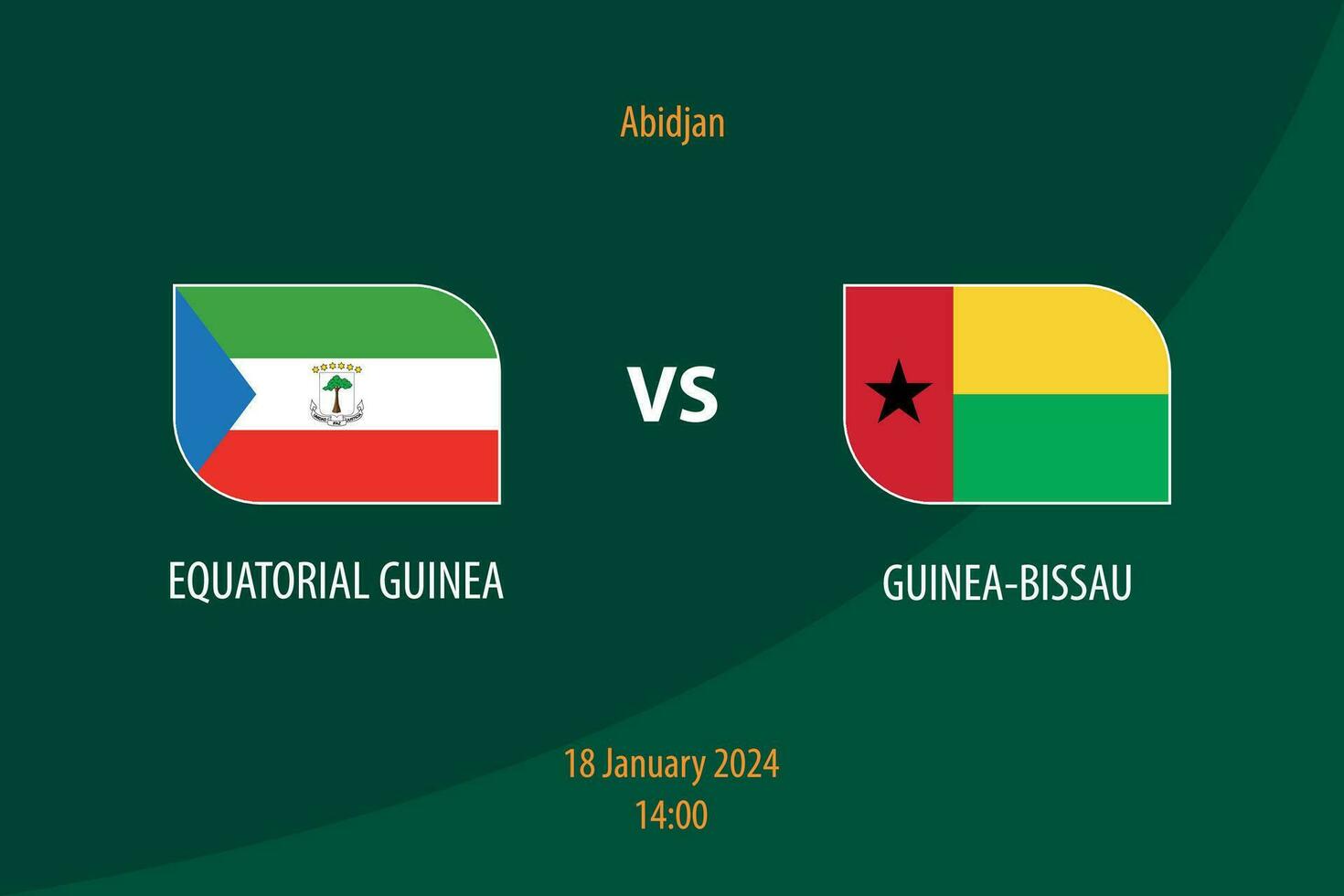 Equatorial Guinea vs Guinea-Bissau football scoreboard broadcast template vector