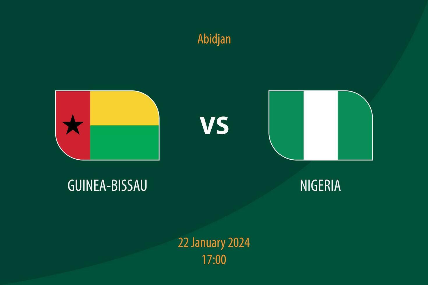 Guinea-Bissau vs Nigeria football scoreboard broadcast template vector