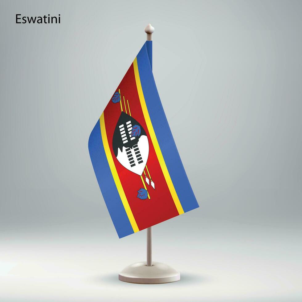 bandera de eswatini colgando en un bandera pararse. vector