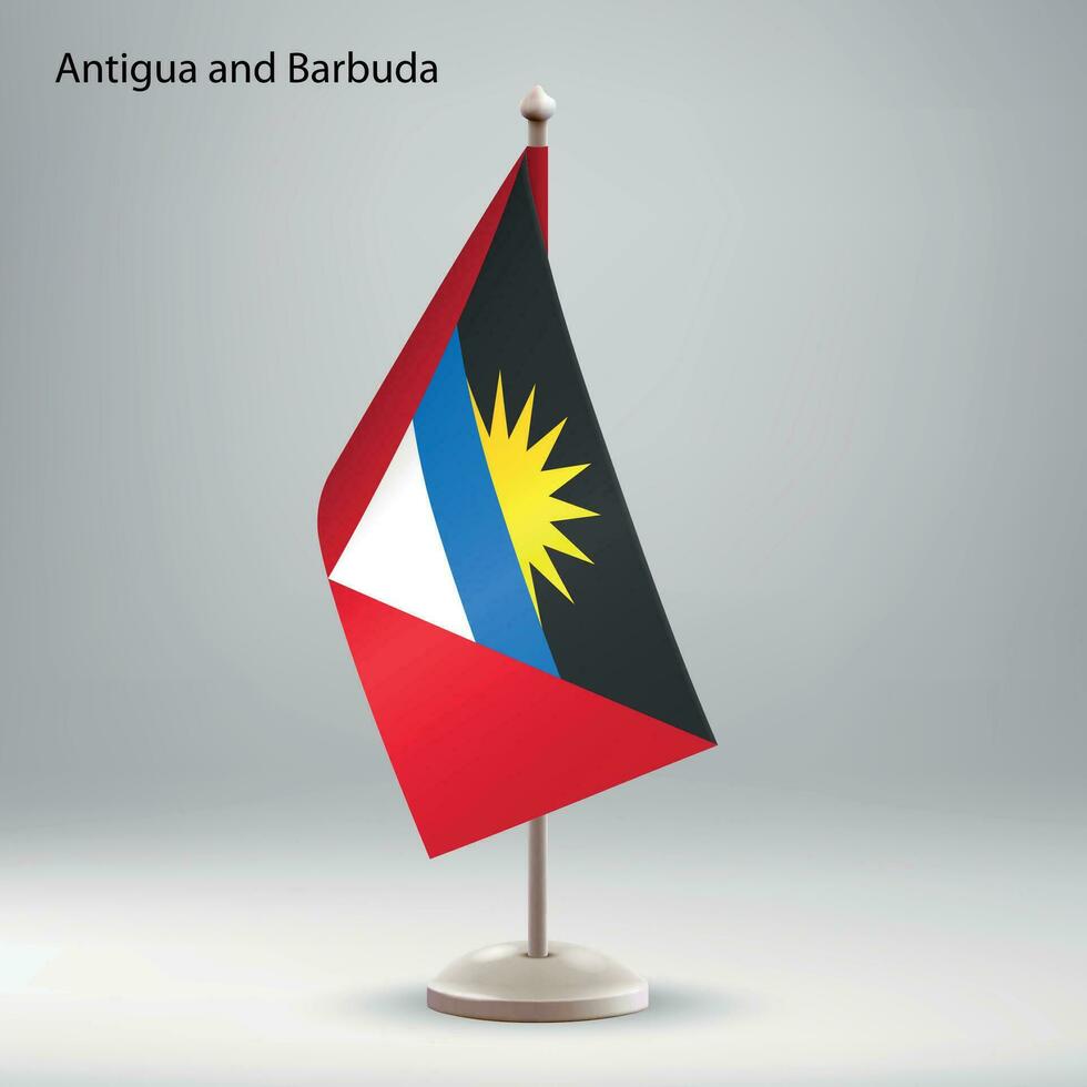 bandera de antigua y barbuda colgando en un bandera pararse. vector