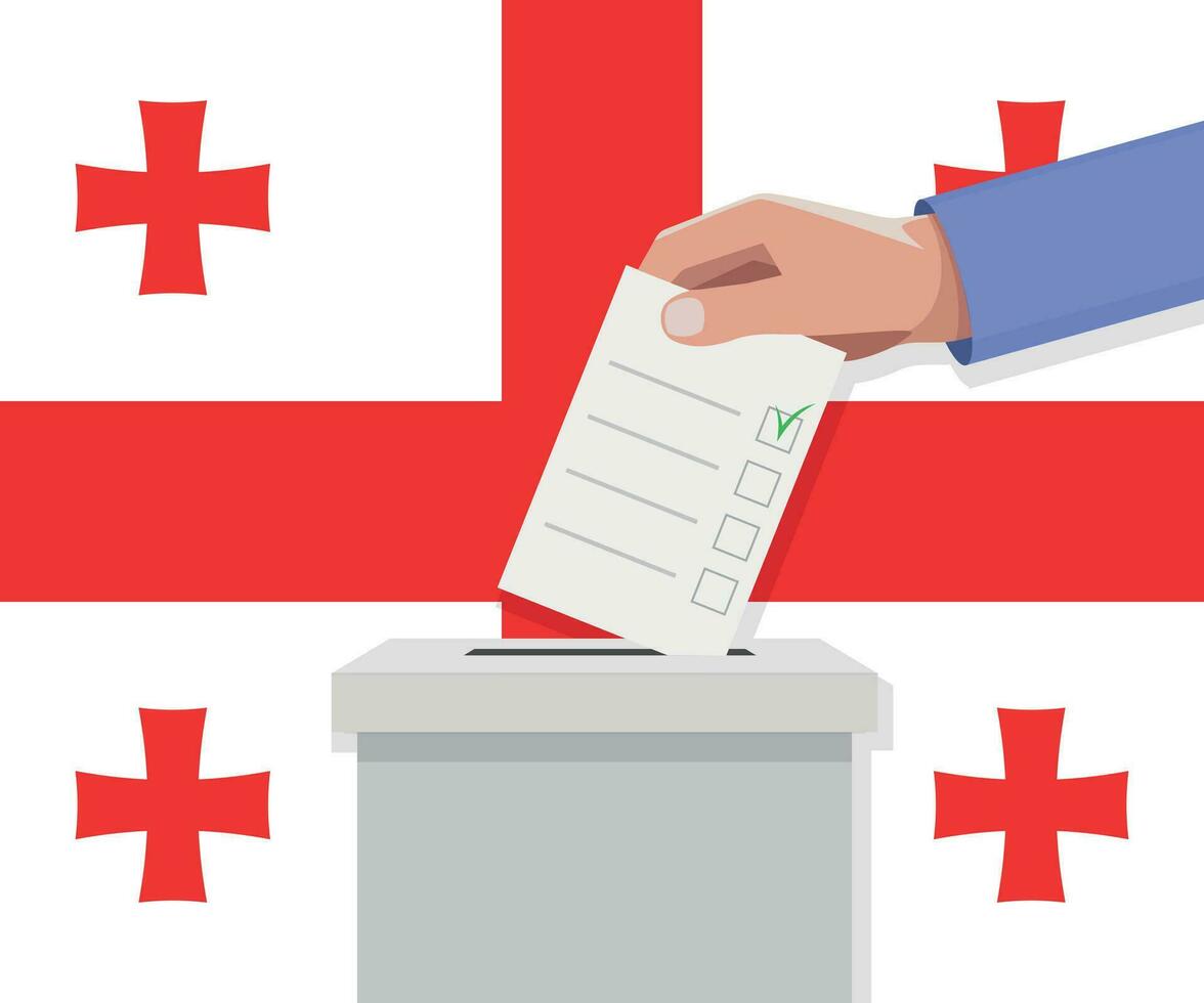 Georgia election concept. Hand puts vote bulletin vector