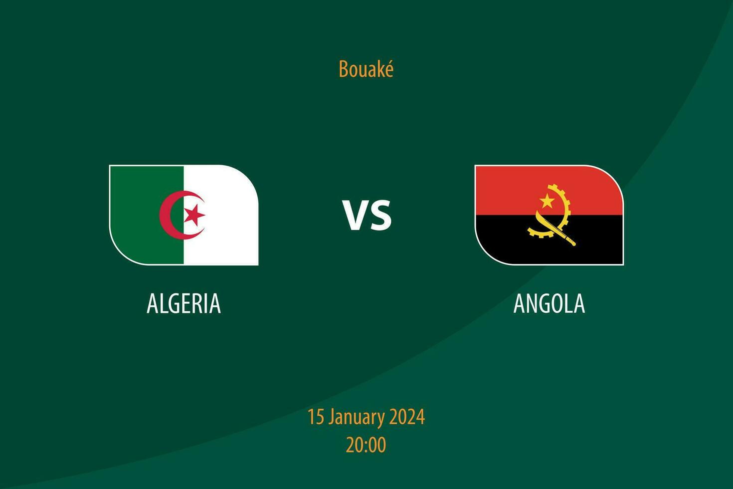Argelia vs angola fútbol americano marcador transmitir modelo vector