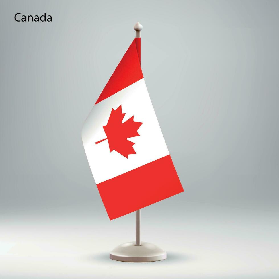bandera de Canadá colgando en un bandera pararse. vector