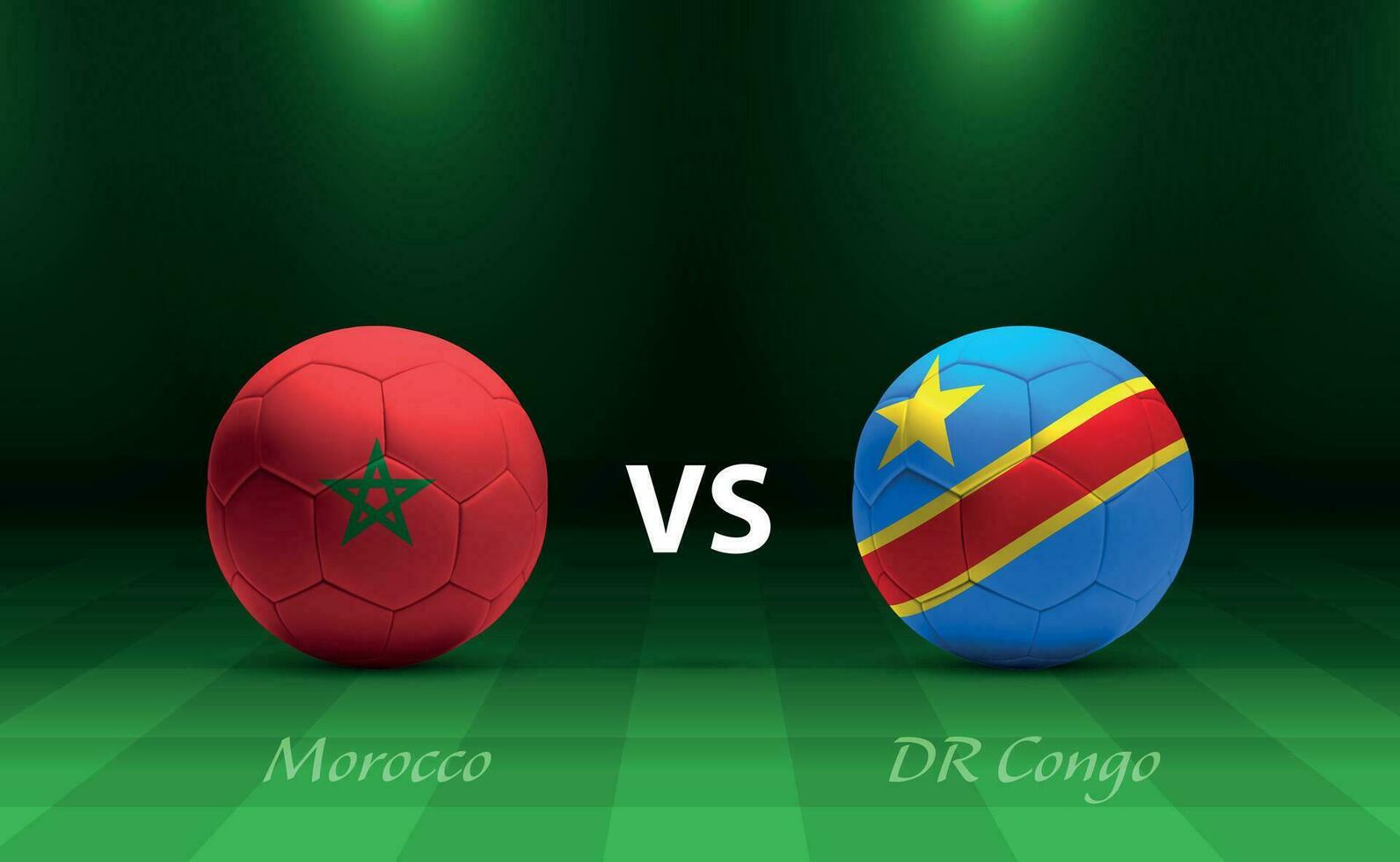 Marruecos vs Dr congo fútbol americano marcador transmitir modelo vector