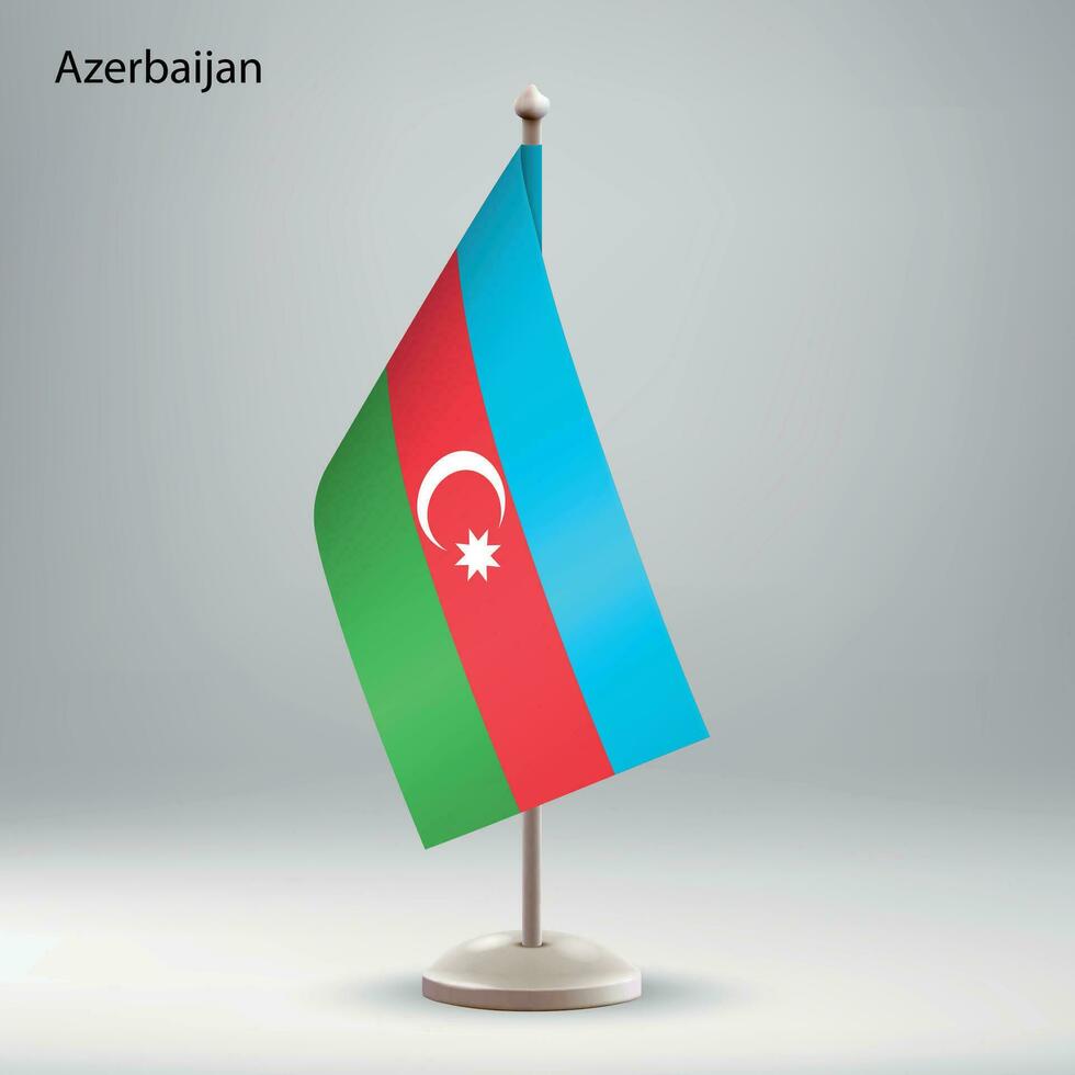 Flag of Azerbaijan hanging on a flag stand. vector