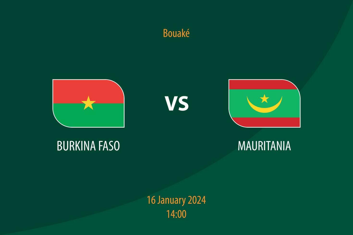 Burkina Faso vs Mauritania football scoreboard broadcast template vector