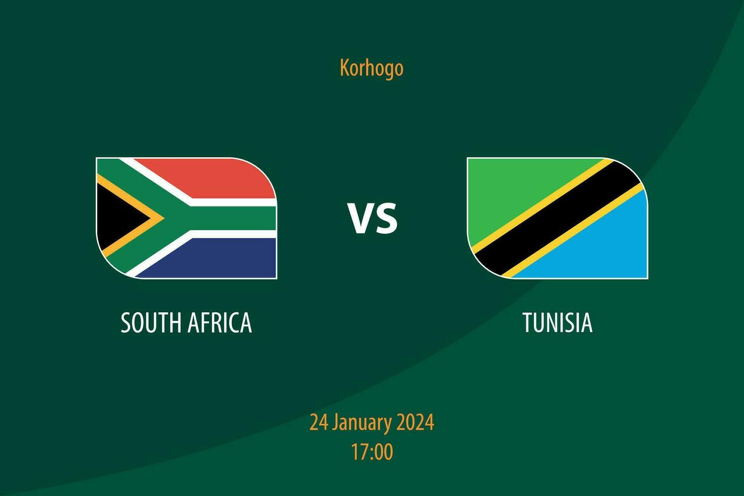South Africa vs Tunisia football scoreboard broadcast template vector