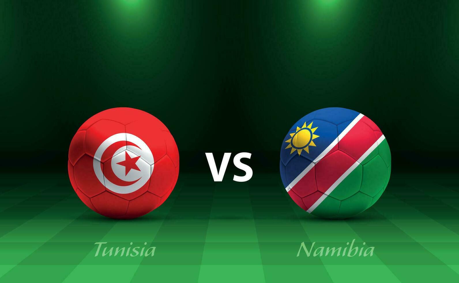 Tunisia vs Namibia football scoreboard broadcast template vector