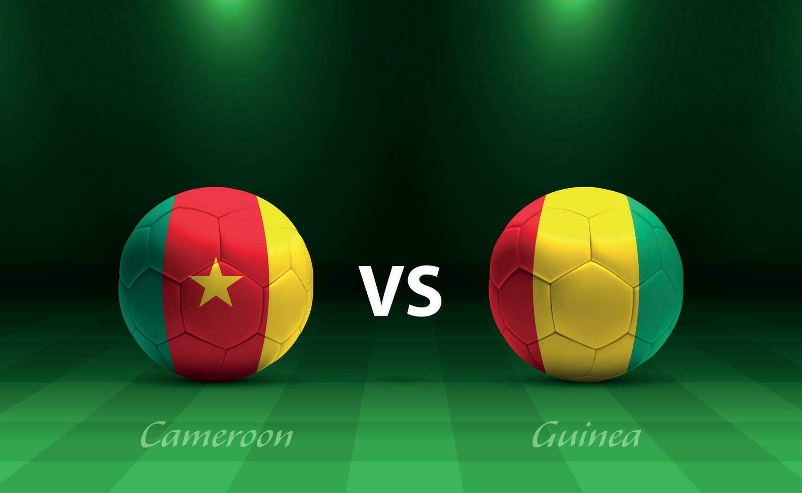 Cameroon vs Guinea football scoreboard broadcast template vector
