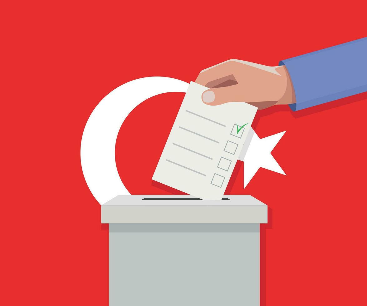 Turquía elección concepto. mano pone votar boletín vector