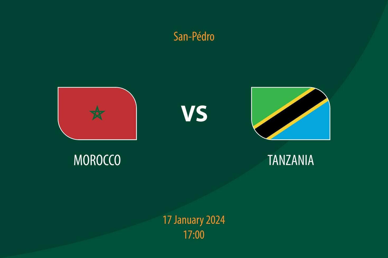 Morocco vs Tanzania football scoreboard broadcast template vector
