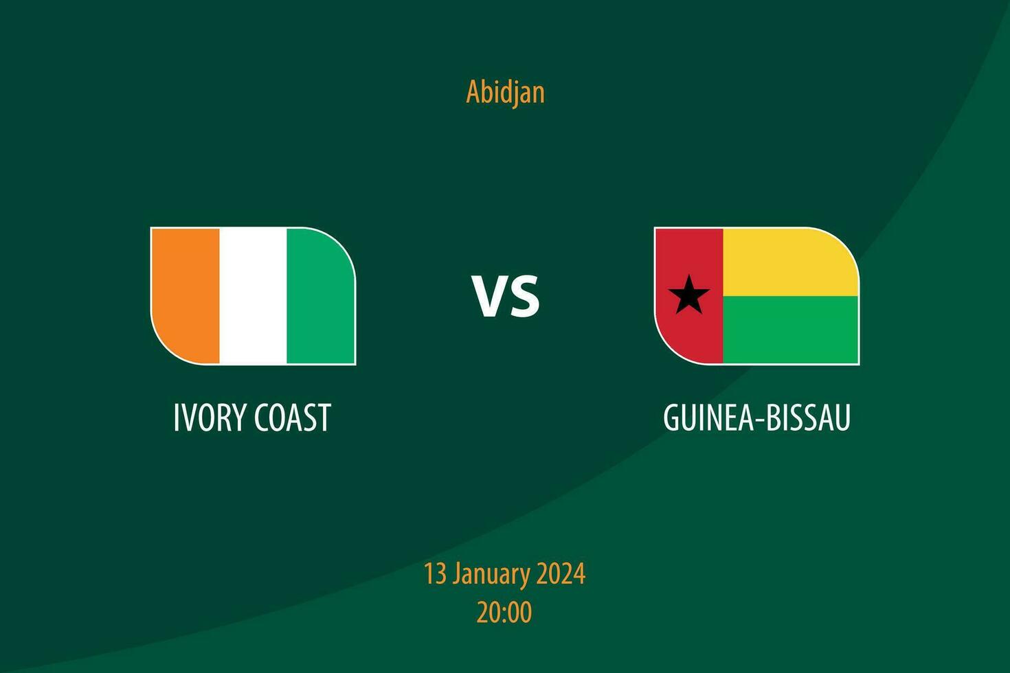 Ivory Coast vs Guinea-Bissau football scoreboard broadcast template vector