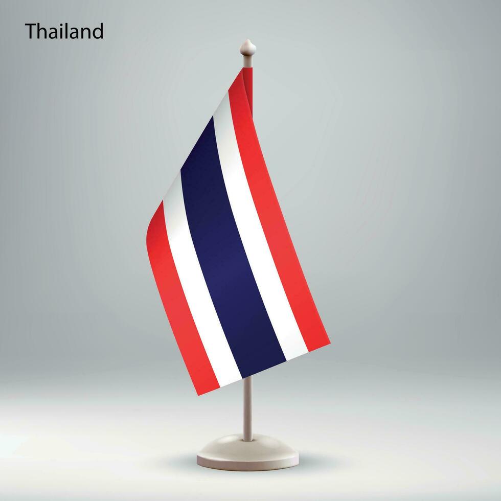 Flag of Thailand hanging on a flag stand. vector