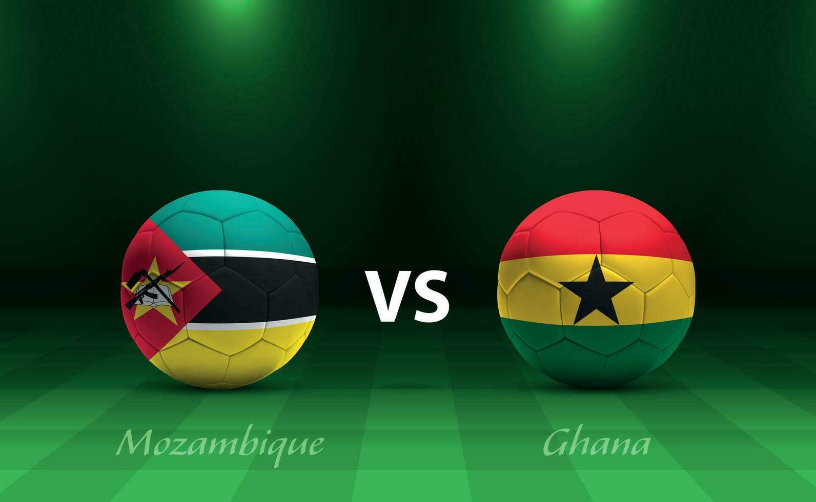 Mozambique vs Ghana football scoreboard broadcast template vector