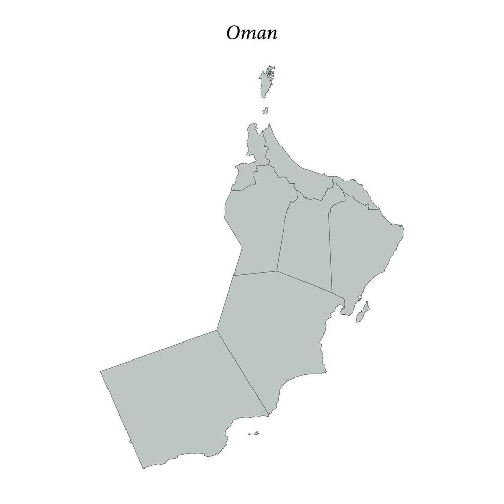 un mapa de Omán con el capital ciudad de Omán vector