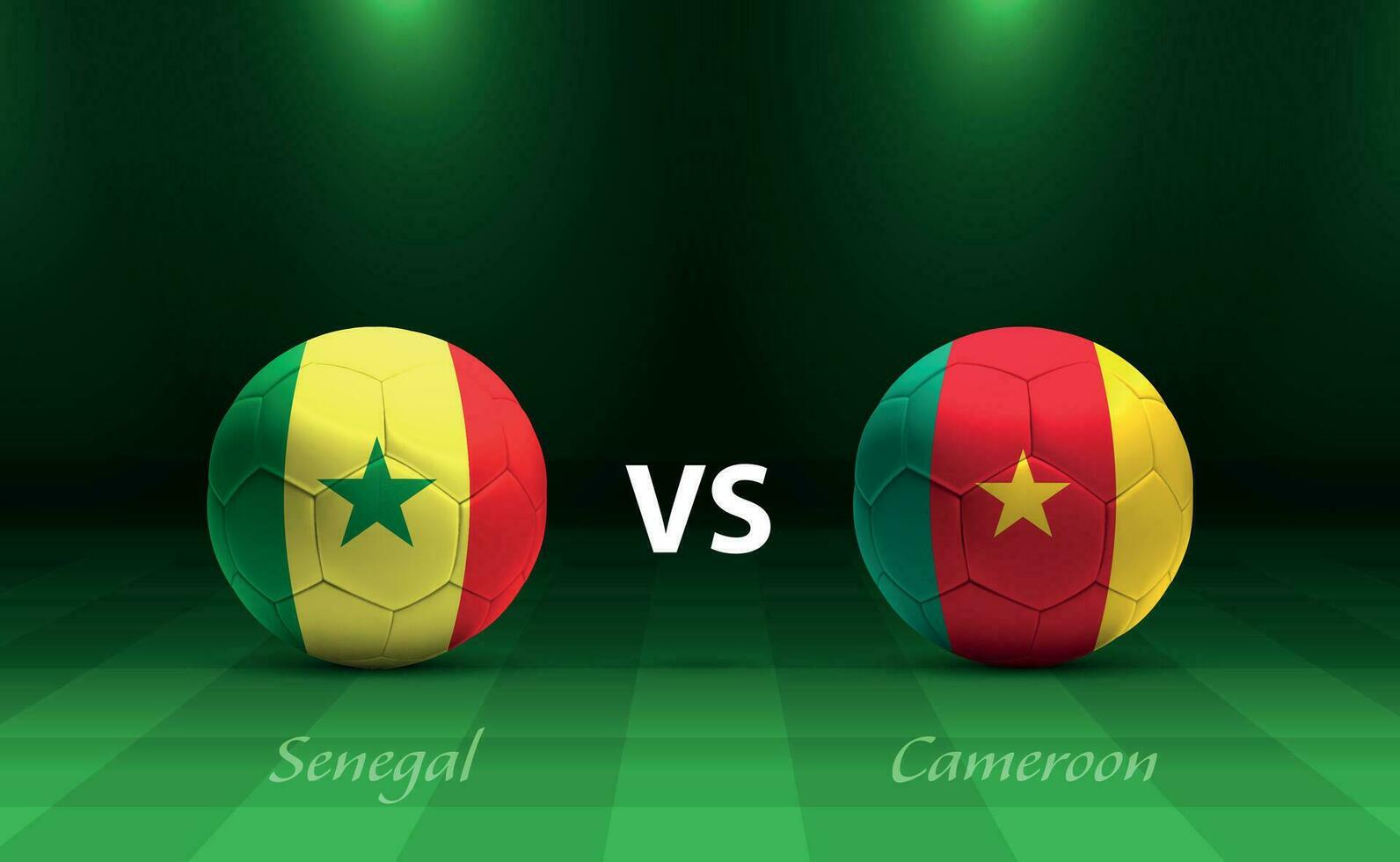Senegal vs Cameroon football scoreboard broadcast template vector