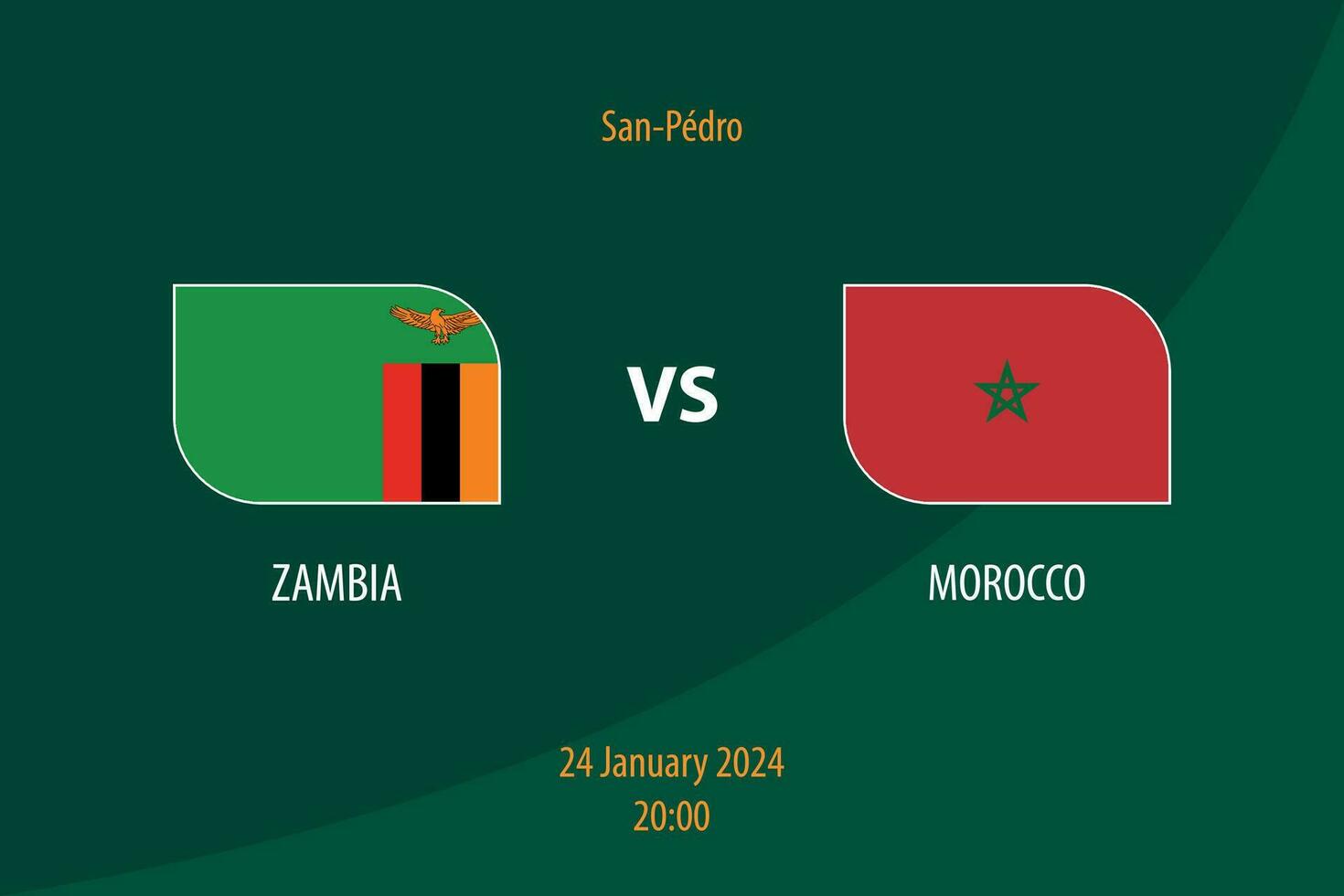 Zambia vs Marruecos fútbol americano marcador transmitir modelo vector