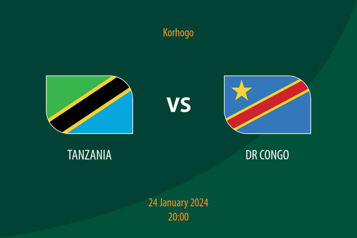 Tanzania vs DR Congo football scoreboard broadcast template vector