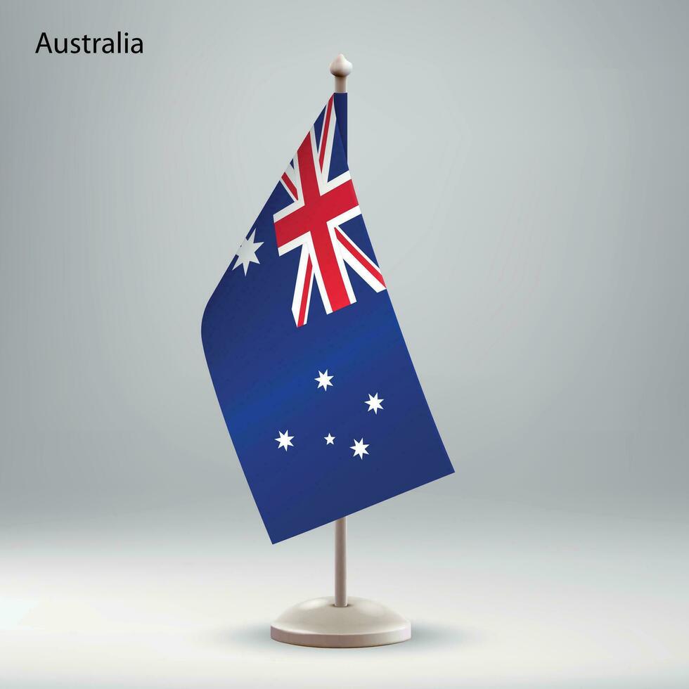bandera de Australia colgando en un bandera pararse. vector