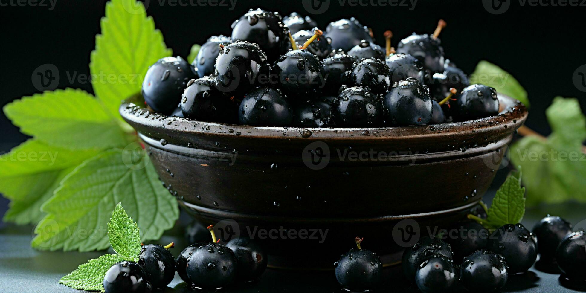 AI generated Fresh Black Currant Fruit. Generative AI photo