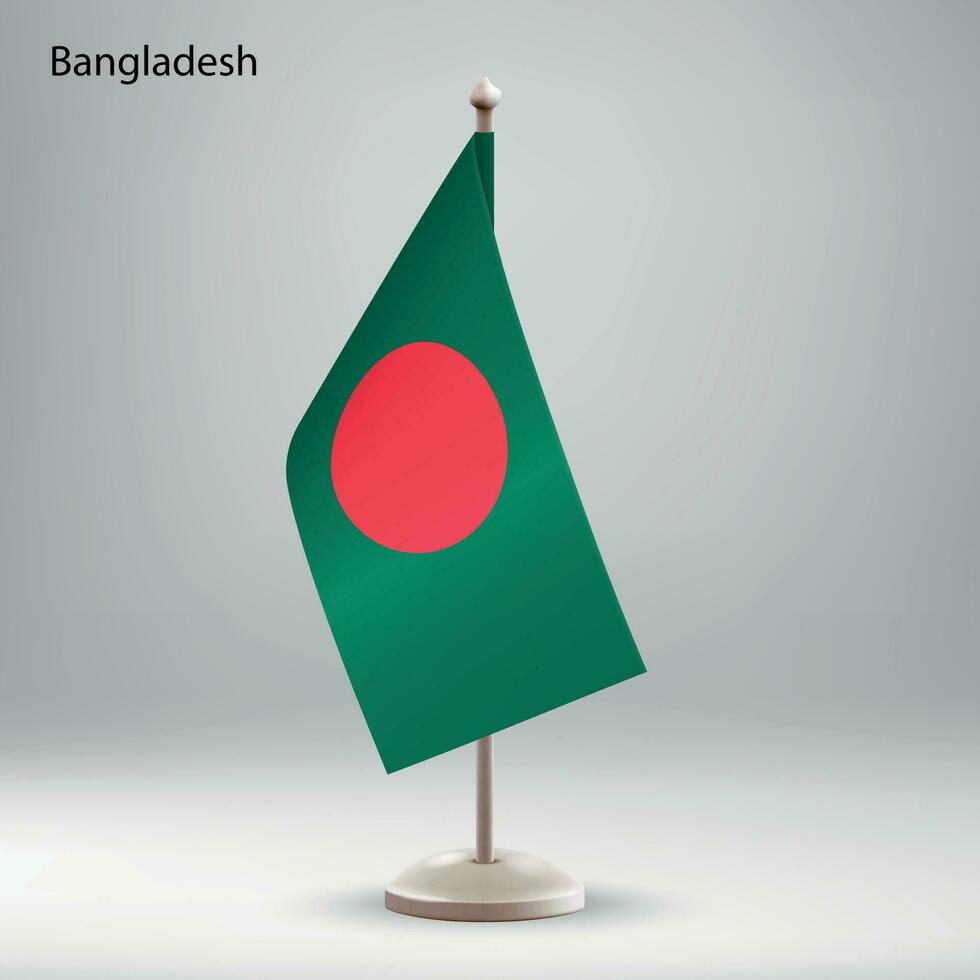 bandera de Bangladesh colgando en un bandera pararse. vector