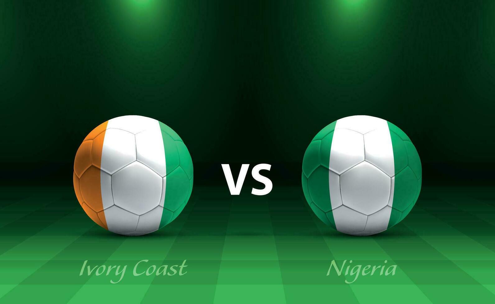 Ivory Coast vs Nigeria football scoreboard broadcast template vector